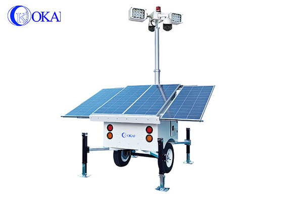 OKAF 건설 현장 감시 광탑 4G 5G 모바일 CCTV 트레일러 태양광 보안 카메라 타워