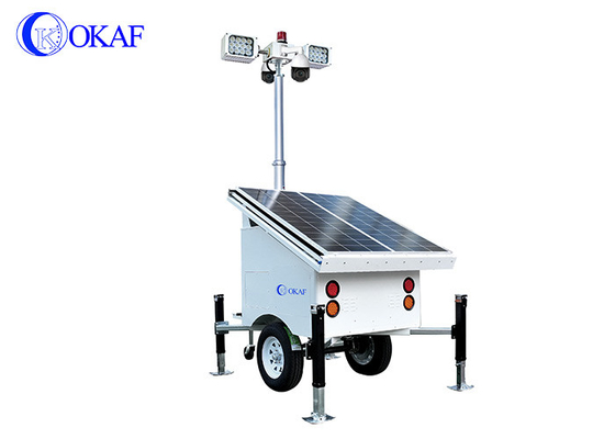OKAF 건설 현장 감시 광탑 4G 5G 모바일 CCTV 트레일러 태양광 보안 카메라 타워