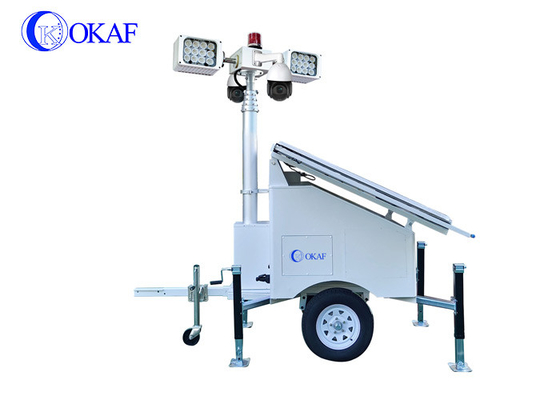 OKAF 건설 현장 감시 광탑 4G 5G 모바일 CCTV 트레일러 태양광 보안 카메라 타워