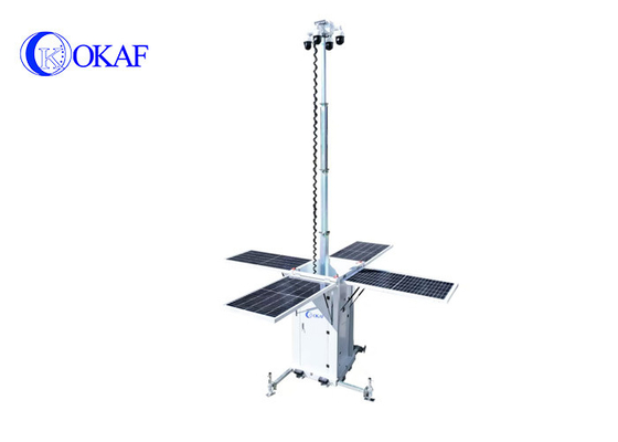 OK-PRO9 OKAF 4G WIFI GPS 모바일 솔라 CCTV 보안 타워 주차장을위한 임시 모니터링